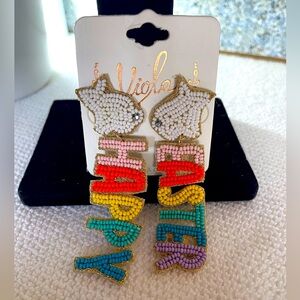 Earrings. Happy Easter With Bunnies, Post Back NWT